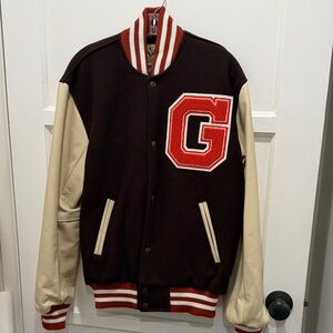 Varsity Jacket with Red and Cream Accents